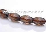 CSQ20 7*10mm faceted rice natural smoky quartz beads wholesale