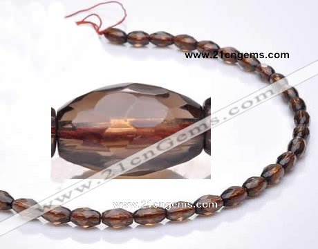 CSQ20 7*10mm faceted rice natural smoky quartz beads wholesale