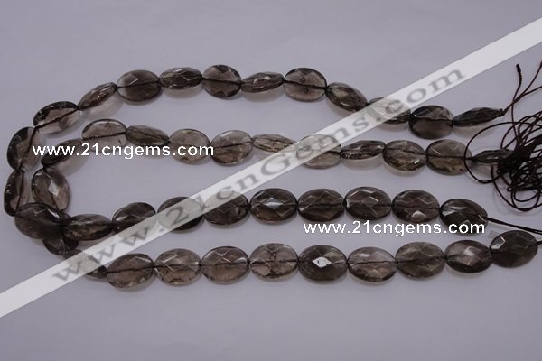 CSQ210 13*18mm faceted oval grade AA natural smoky quartz beads