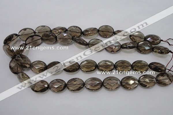 CSQ211 15*20mm faceted oval grade AA natural smoky quartz beads