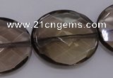 CSQ215 25*30mm faceted oval grade AA natural smoky quartz beads