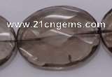 CSQ216 30*40mm faceted oval grade AA natural smoky quartz beads