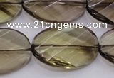 CSQ230 20*30mm faceted & twisted oval grade AA natural smoky quartz beads