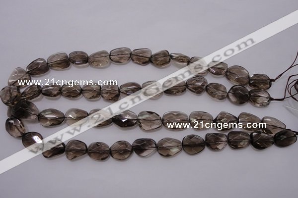 CSQ233 13*16mm faceted freeform grade AA natural smoky quartz beads