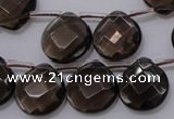 CSQ238 15*15mm faceted briolette grade AA natural smoky quartz beads