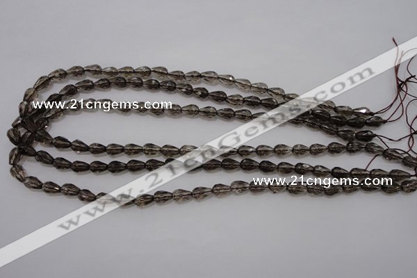 CSQ242 6*10mm faceted teardrop grade AA natural smoky quartz beads