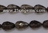 CSQ243 10*14mm faceted teardrop grade AA natural smoky quartz beads