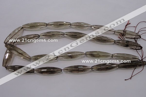 CSQ245 10*35mm faceted rice grade AA natural smoky quartz beads