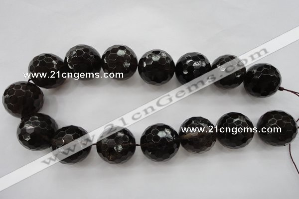 CSQ248 15.5 inches 25mm faceted round grade AA natural smoky quartz beads