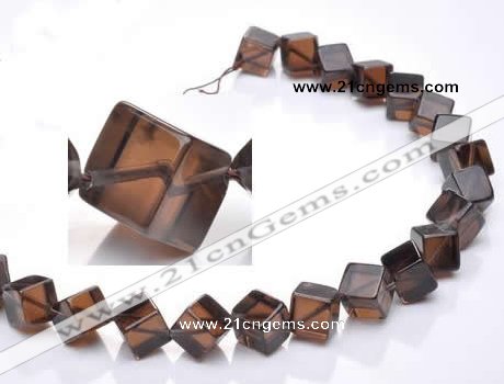 CSQ25 AB grade 12*12mm cube natural smoky quartz beads wholesale