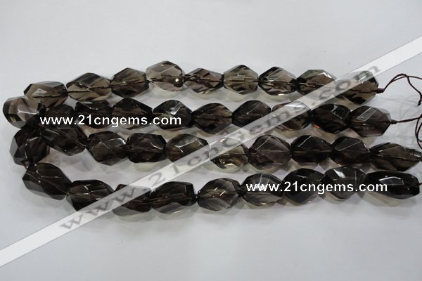 CSQ265 15.5 inches 15*20mm faceted nuggets smoky quartz beads