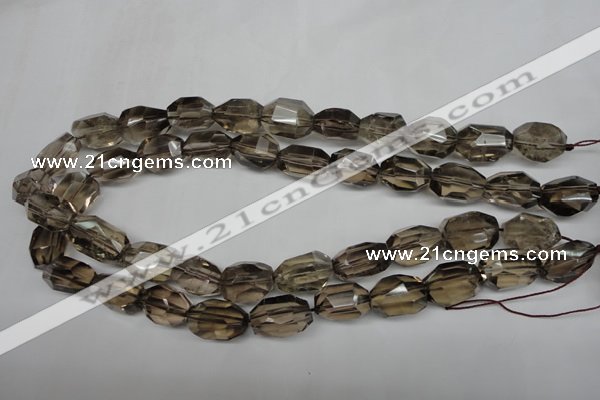 CSQ266 15.5 inches 13*18mm faceted nuggets smoky quartz beads