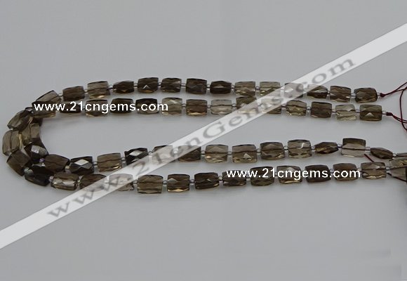 CSQ270 15.5 inches 8*10mm faceted rectangle smoky quartz beads