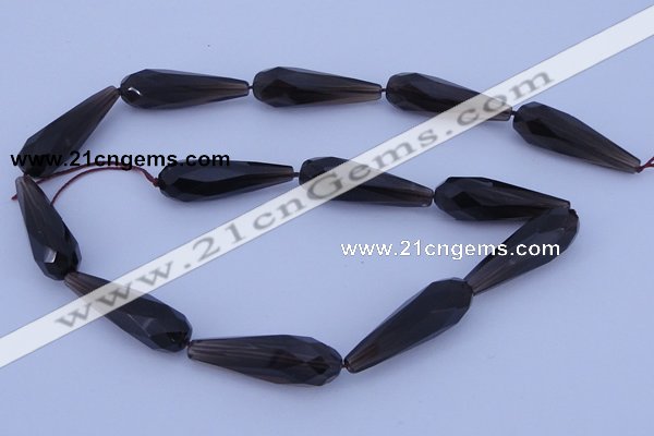 CSQ28 10*30mm faceted teardrop AB grade natural smoky quartz beads