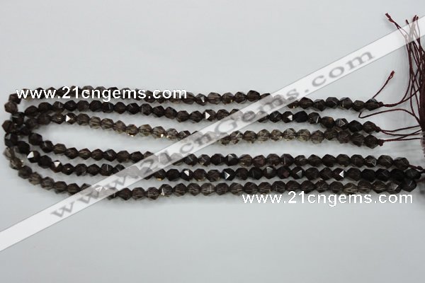 CSQ351 15.5 inches 6mm faceted nuggets smoky quartz beads