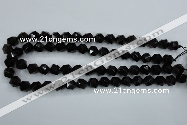 CSQ354 15.5 inches 12mm faceted nuggets smoky quartz beads