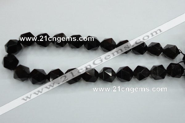 CSQ357 15.5 inches 18mm faceted nuggets smoky quartz beads