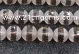 CSQ507 15.5 inches 8mm faceted round matte smoky quartz beads