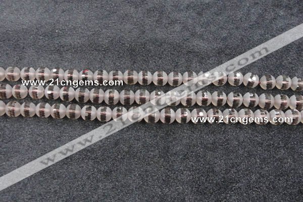 CSQ507 15.5 inches 8mm faceted round matte smoky quartz beads
