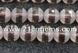 CSQ508 15.5 inches 10mm faceted round matte smoky quartz beads