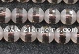 CSQ508 15.5 inches 10mm faceted round matte smoky quartz beads