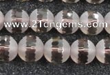 CSQ509 15.5 inches 12mm faceted round matte smoky quartz beads