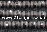 CSQ511 15.5 inches 6mm faceted round matte smoky quartz beads