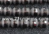 CSQ512 15.5 inches 8mm faceted round matte smoky quartz beads