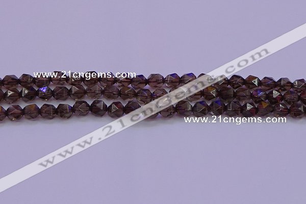 CSQ522 15.5 inches 8mm faceted nuggets smoky quartz beads