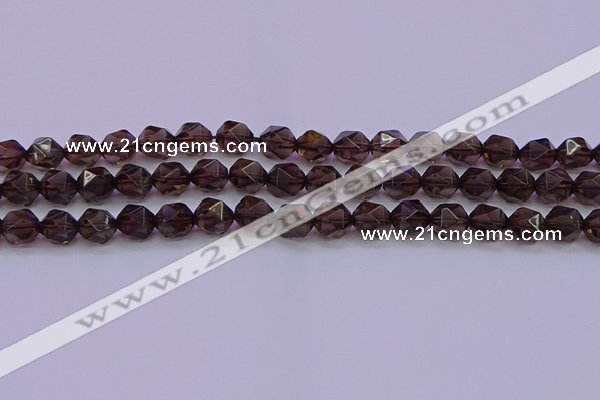 CSQ523 15.5 inches 10mm faceted nuggets smoky quartz beads