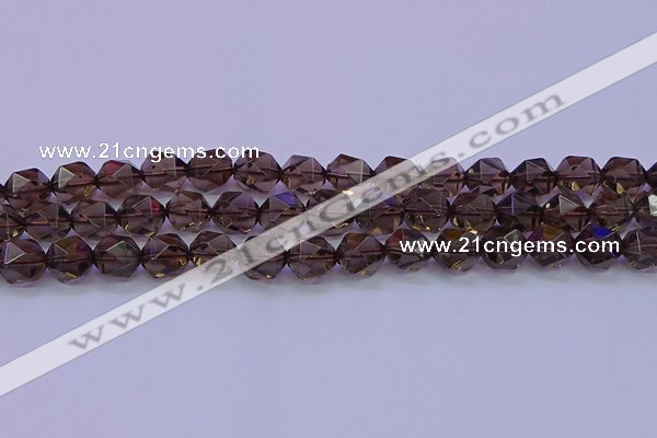 CSQ524 15.5 inches 12mm faceted nuggets smoky quartz beads