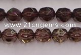 CSQ526 15.5 inches 6mm faceted nuggets smoky quartz gemstone beads