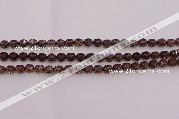 CSQ526 15.5 inches 6mm faceted nuggets smoky quartz gemstone beads