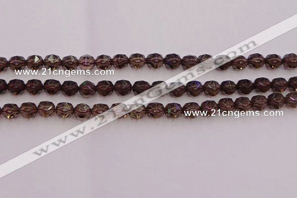 CSQ527 15.5 inches 8mm faceted nuggets smoky quartz gemstone beads