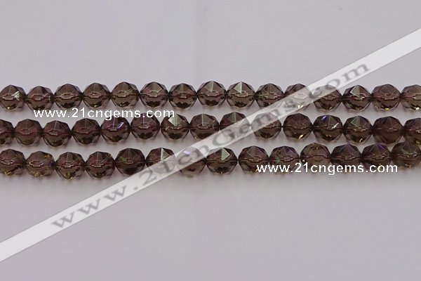 CSQ528 15.5 inches 10mm faceted nuggets smoky quartz gemstone beads