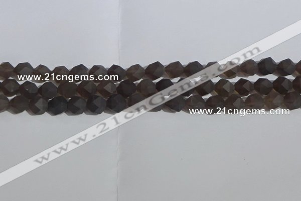 CSQ532 15.5 inches 8mm faceted nuggets matte smoky quartz beads