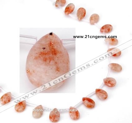 CSS06 10*15mm flat teardrop natural indian sunstone beads