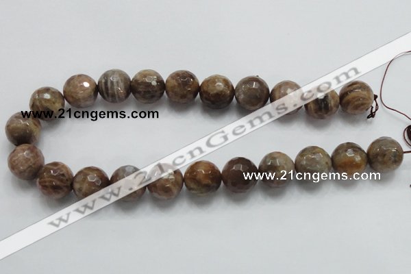 CSS101 15.5 inches 18mm faceted round natural sunstone beads wholesale