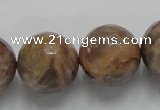 CSS102 15.5 inches 20mm faceted round natural sunstone beads wholesale