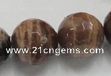 CSS103 15.5 inches 22mm faceted round natural sunstone beads wholesale