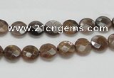 CSS104 15.5 inches 8mm faceted coin natural sunstone beads wholesale