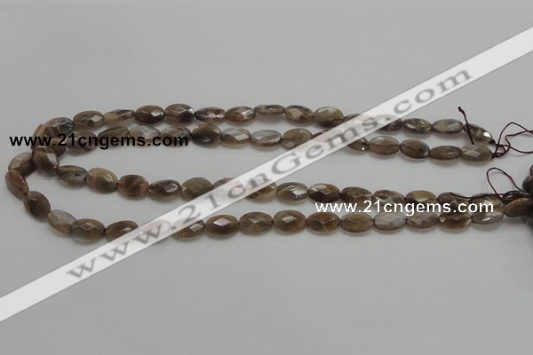 CSS106 15.5 inches 8*12mm faceted oval natural sunstone beads wholesale