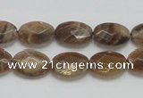 CSS107 15.5 inches 10*14mm faceted oval natural sunstone beads wholesale