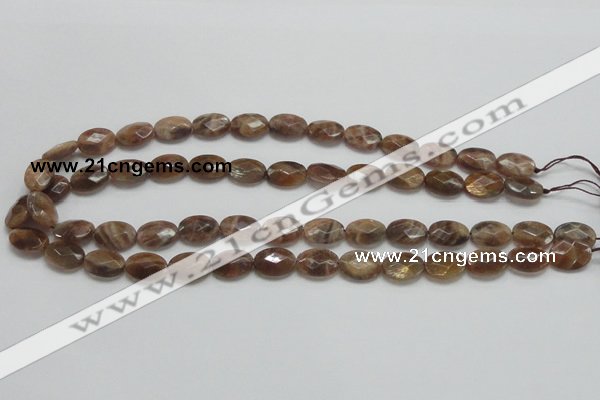 CSS107 15.5 inches 10*14mm faceted oval natural sunstone beads wholesale