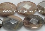 CSS108 15.5 inches 18*25mm faceted oval natural sunstone beads wholesale