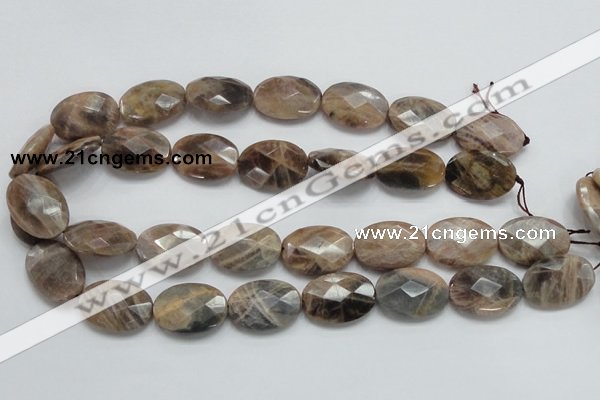 CSS108 15.5 inches 18*25mm faceted oval natural sunstone beads wholesale