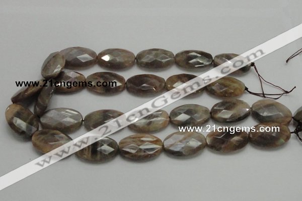 CSS109 15.5 inches 20*30mm faceted oval natural sunstone beads wholesale