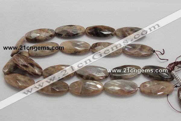 CSS110 15.5 inches 20*40mm faceted oval natural sunstone beads wholesale