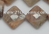 CSS112 15.5 inches 20*20mm faceted diamond natural sunstone beads