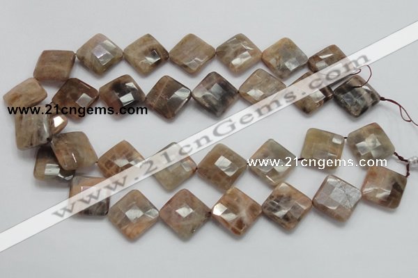 CSS112 15.5 inches 20*20mm faceted diamond natural sunstone beads